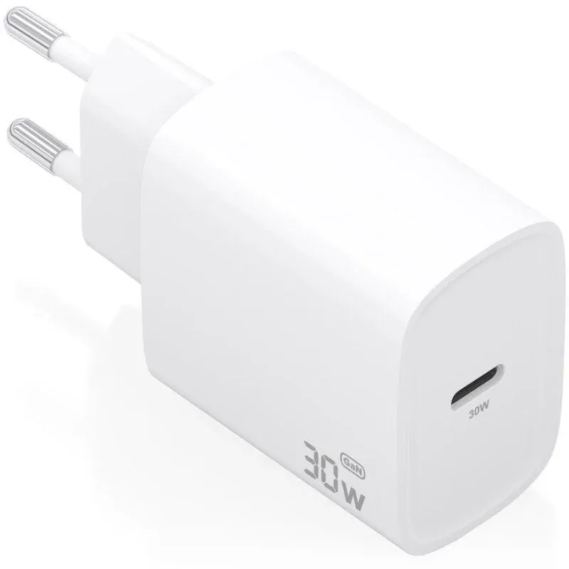 Cargador de Pared GaN Aisens A110-0950/ 1xUSB Tipo-C/ 30W/ Blanco