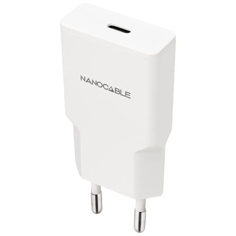 Cargador de Pared Nanocable 10.10.2027/ 1xUSB Tipo-C/ 30W/ Blanco