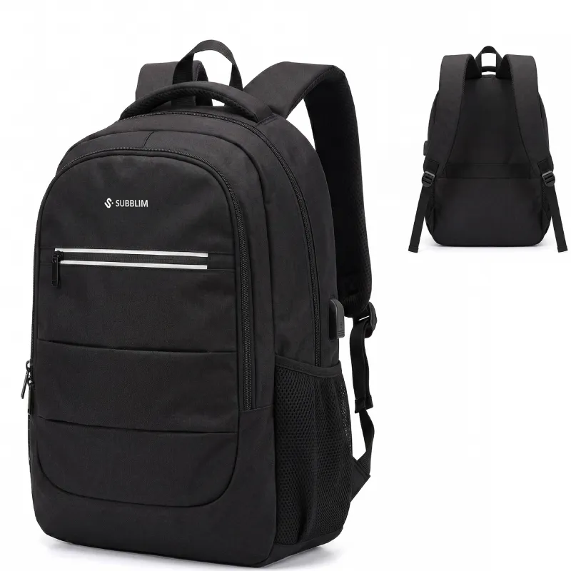 Mochila Subblim City Plus 26L Backpack para Portátiles hasta 16"/ Puerto USB/ Repelente al agua/ Reflectante/ Cinta para Trolley/ Negra