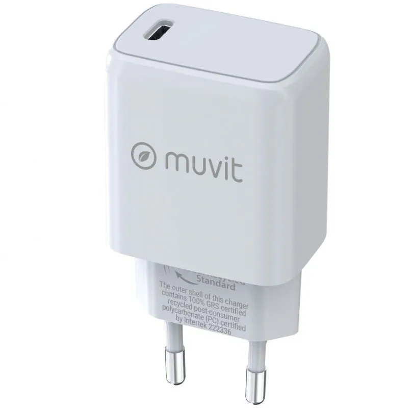 Cargador de Pared Muvit For Change MCACC0014/ 1xUSB Tipo-C/ 30W