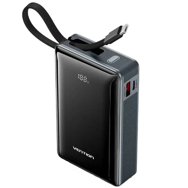 Powerbank 20000mAh Vention FKDM0/ 65W/ Gris/ Incluye Cable USB Tipo-C