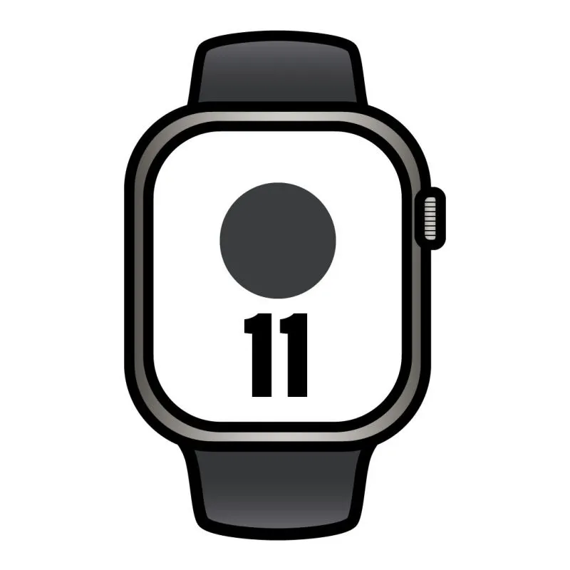 Apple Watch Series 11/ GPS/ Cellular/ 42mm/ Titanio Negro/ Pizarra Correa Deportiva Negro (S/M)