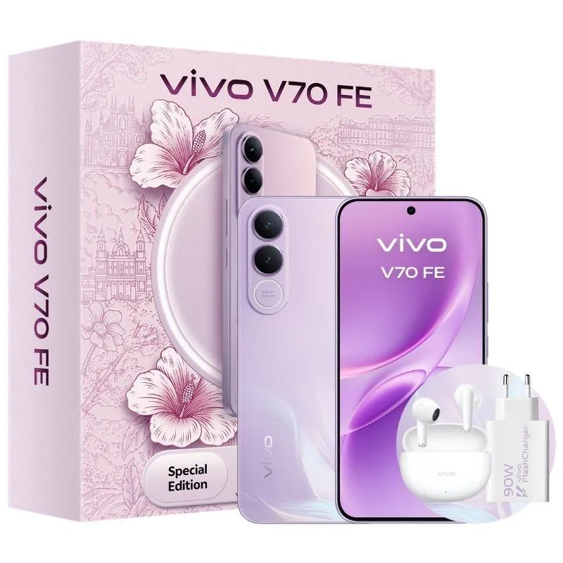 Smartphone Vivo V70 FE 8GB/ 512GB/ 6.83"/ 5G/ Púrpura/ Incluye Cargador + Auriculares
