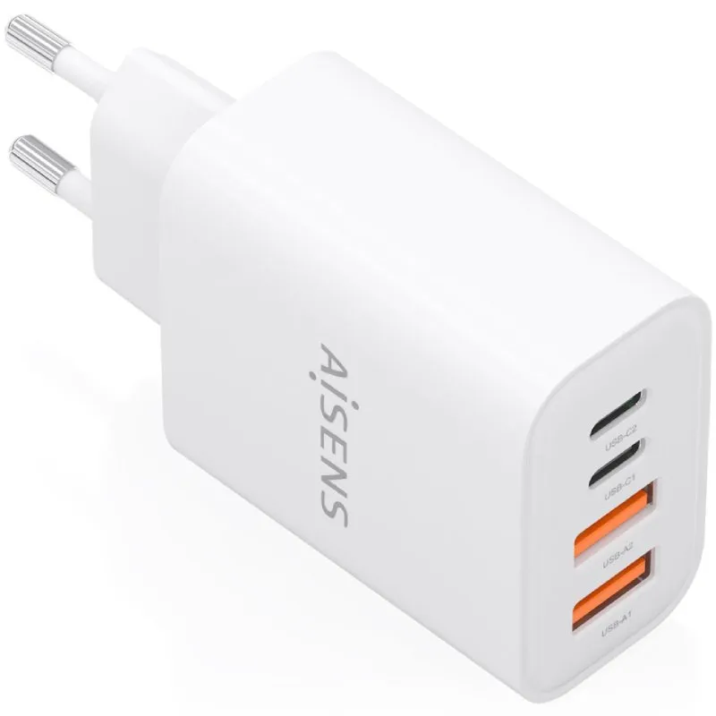 Cargador de Pared GaN Aisens A110-1027/ 2xUSB Tipo-C/ 2xUSB/ 32W/ Blanco
