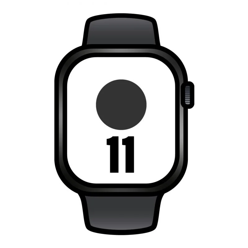 Apple Watch Series 11/ GPS/ Cellular/ 42mm/ Negro Azabache/ Correa Deportiva Negra (S/M)