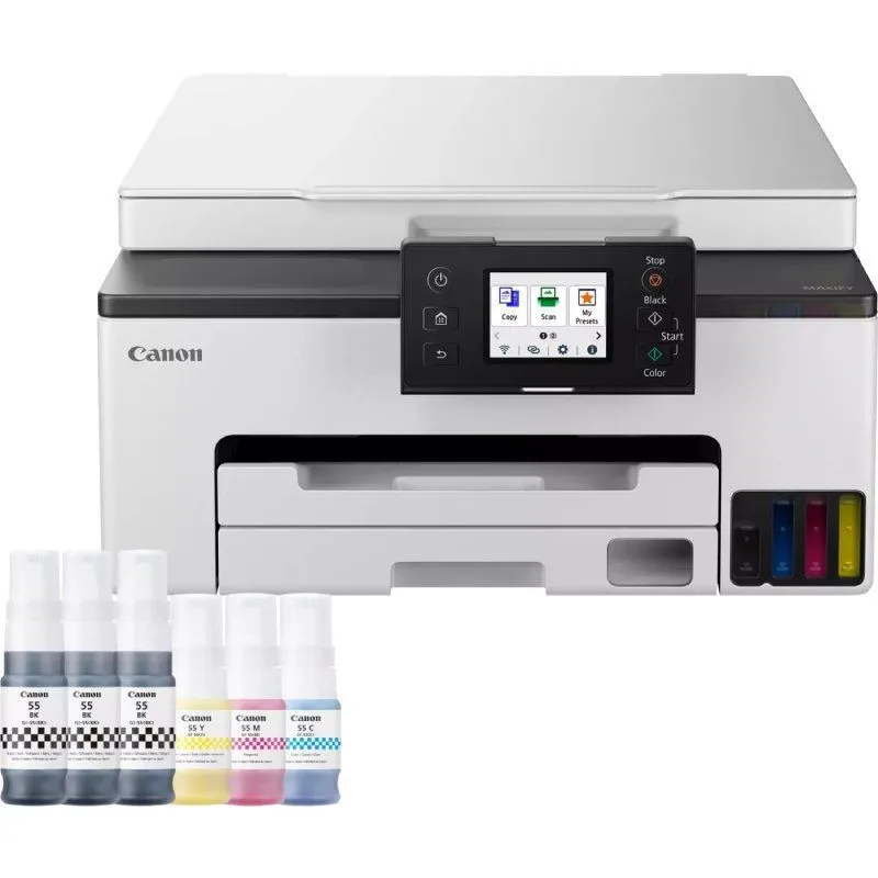 Multifunción Recargable Canon MAXIFY GX1050 MegaTank 3 en 1 WiFi/ Dúplex/ Pack impresora + consumibles XL/ Blanca