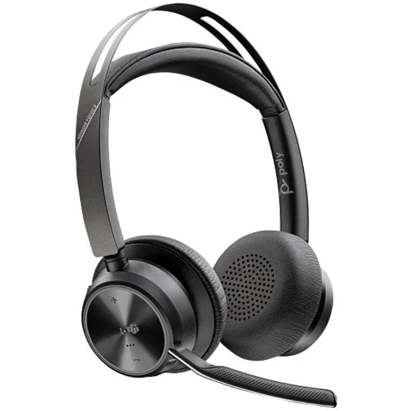 Auriculares Inalámbricos Poly Voyager Focus 2 para Microsoft Teams + Adaptador USB-C-A + Soporte de Carga/ con Micrófono/ Bluetooth/ Negro