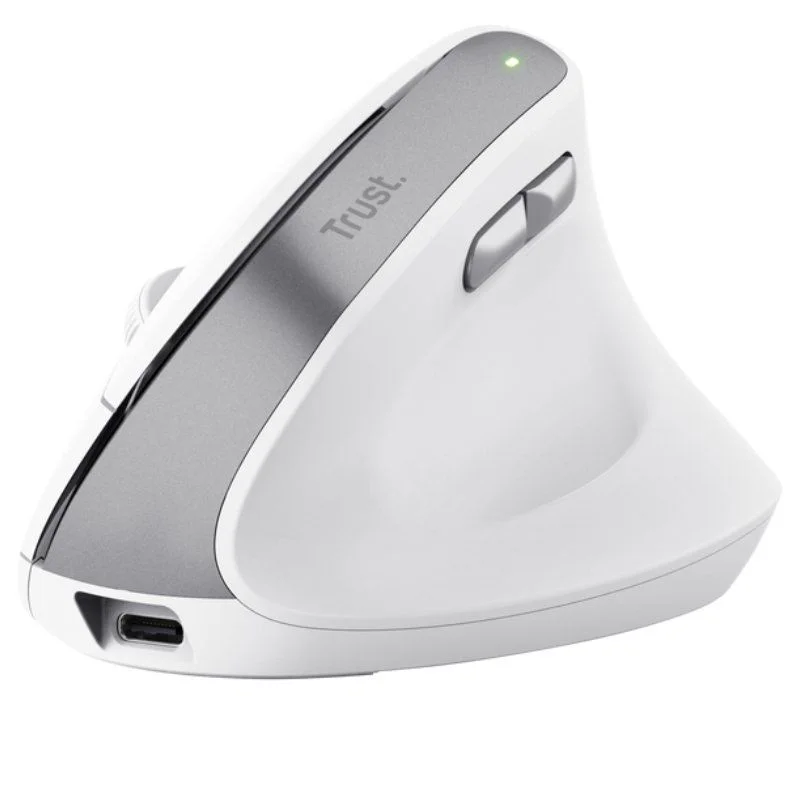 Ratón Vertical Inalámbrico Trust Bayo II/ Batería recargable/ Hasta 2400 DPI/ Blanco