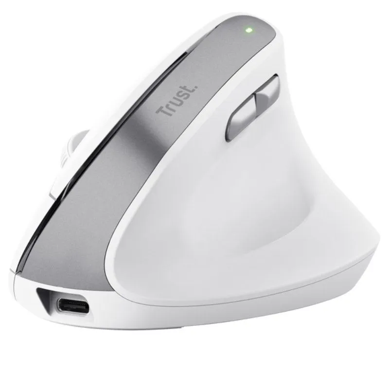 Ratón Vertical Inalámbrico Trust Bayo II/ Batería recargable/ Hasta 2400 DPI/ Blanco
