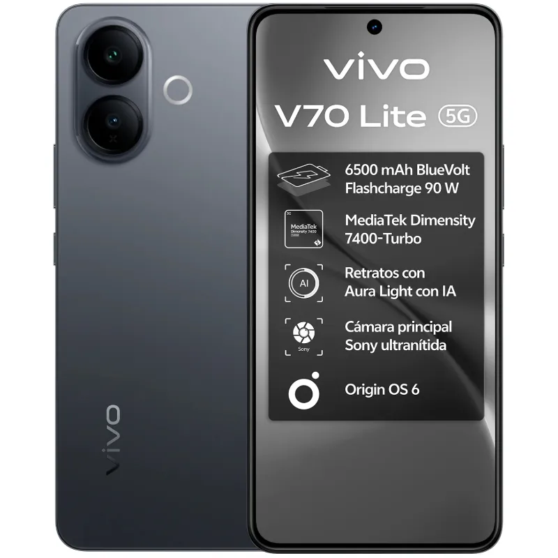 Smartphone Vivo V70 Lite 6GB/ 128GB/ 6.77"/ 5G/ Negro