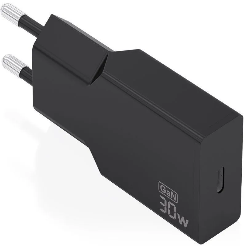 Cargador de Pared GaN Aisens A110-1004/ 1xUSB Tipo-C/ 30W/ Negro
