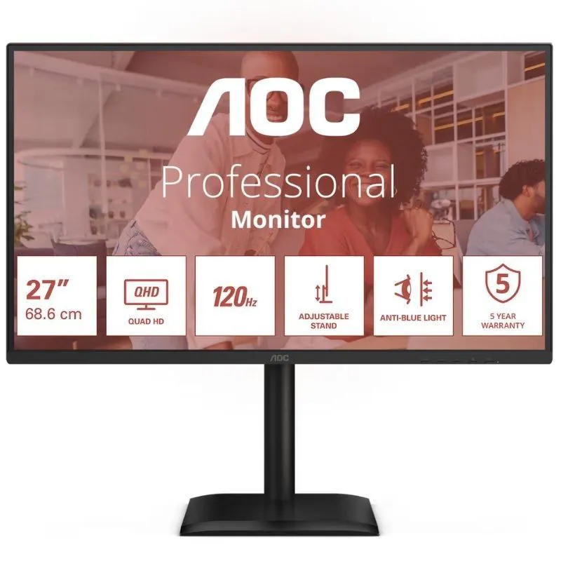 Monitor Profesional AOC Q27E4CV 27"/ QHD/ Multimedia/ Regulable en altura/ Negro