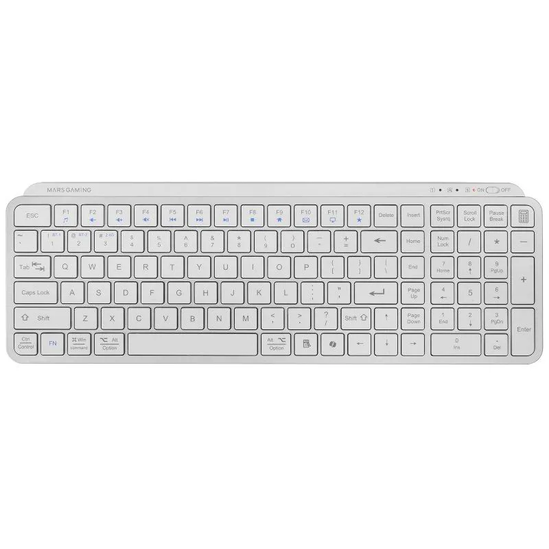 Teclado Compacto Inalámbrico Mars Gaming MK-SILENKEYS/ Blanco