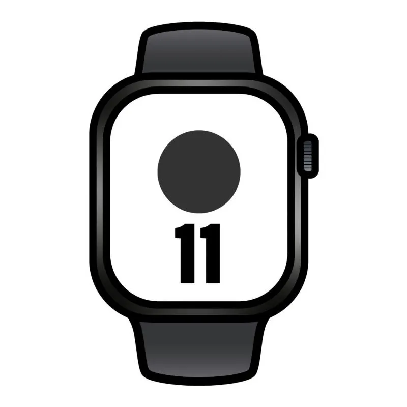 Apple Watch Series 11/ GPS/ Cellular/ 42mm/ Titanio Negro/ Pizarra Correa Deportiva Negro (M/L)
