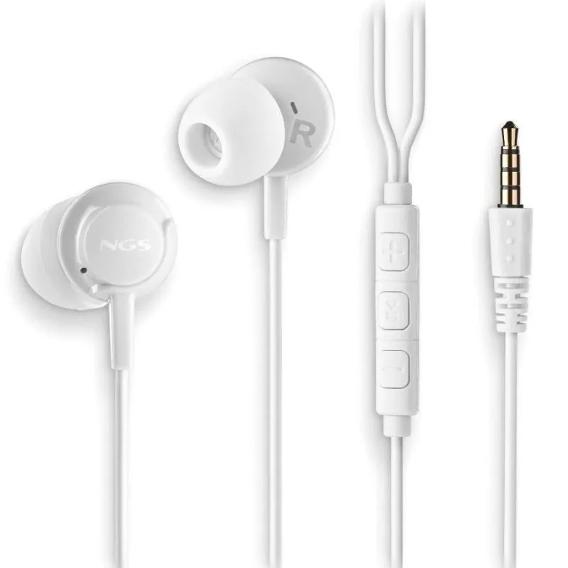 Auriculares Intrauditivos NGS Cross Drift/ con Micrófono/ Jack 3.5/ Blancos